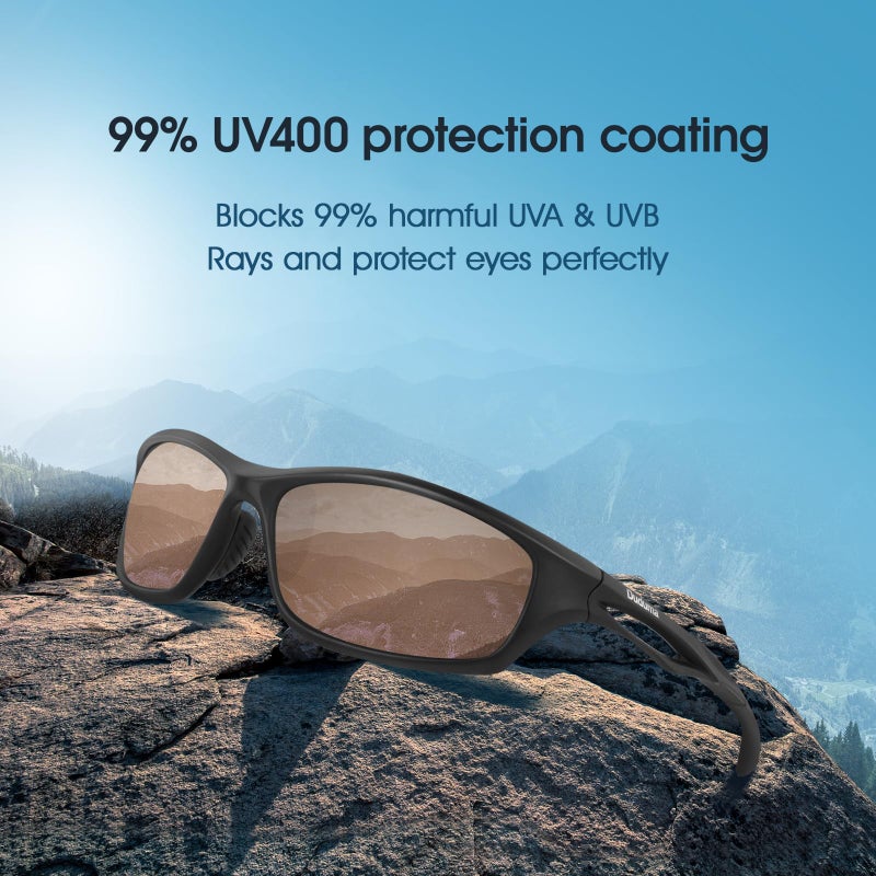 Duduma Polarized Sports Sunglasses for Men Women Running Cycling Fishing Golf Driving Shades Sun Glasses Tr90(black matte frame with brown lens) - Image 2